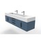 Castello Usa Nile 72" Wall Mounted Blue Vanity With White Top And Black Handles CB-MC-72BLU-BL-2053-WH - alternate 3